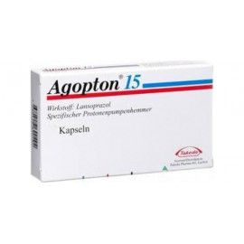 Изображение препарта из Германии: Агоптон (Лансопразол) Agopton  (Lansoprazole) 15 мг/98 капсул  